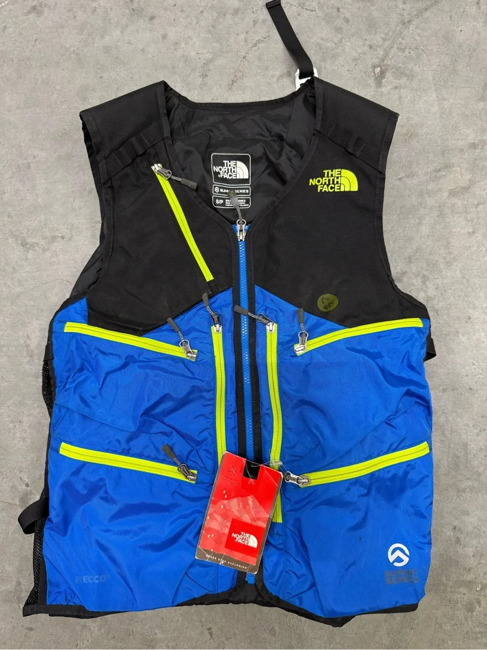 THE NORTH FACE POWDER GUIDE VEST Size Small Bomber Blue Black Summit Series RARE